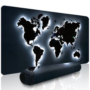 TEMU 생생한 야광 세계지도 디자인의 오버사이즈 워셔블 마우스 및 키보드 매트. 사무실, 게임 및 축제 장식에 적합하며, 훌륭한 크리스마스 선물이 됩니다.