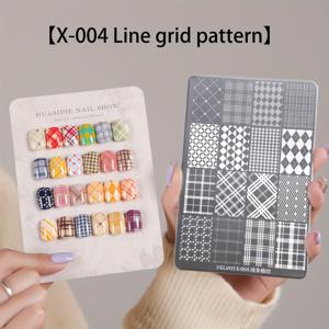 TEMU XEIJAYI 패턴 스틸 플레이트 X-004---새로운 트렌디 프랑스 네일 스타일 스탬프 커버 스티커, 패턴 템플릿 전사 도구, 묻어나지 않는 섬세한 질감, 재사용 가능, 네일 아트 초보자에게 추천
