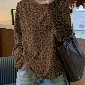 TEMU 가을/겨울 패션 여성 프린트 라운드넥 루즈핏 캐주얼 긴팔 티셔츠