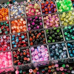 TEMU 391개입 20가지 색상 - 8M 고품질 그라데이션 유리 비즈 - 팔찌, 목걸이 및 액세서리 장식 제작에 적합한 키트, 팔찌 공예, 스타일리시한 장식, 내구성 있는 재료, 정밀 절단, 수제 재료