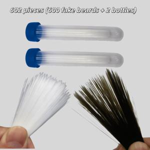 TEMU 602개 (600개 수염 + 2개 접착제 병) 리얼리스틱 펠트 플라스틱 수염 - 화이트 & 블랙 DIY 인형 만들기, 코스튬 파티 액세서리, 연극용 역할극 - 인형, 마네킹, 공예에 적합