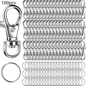 TEMU 100개 스테인리스 스틸 키체인 후크 | 클립 후크, 회전 카드 후크, 로브스터 키 펜던트, 백팩 펜던트 장식, 애완 동물 로프 버클 세트, DIY 지갑 제작 용품