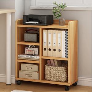 TEMU AOSOM 다용도 책장 거실 이동식 도서 서류 수납선반 인테리어 책꽂이 서랍장，바퀴가 달린 롤링 목재 트롤리 - 스낵, 책 및 필수품을 위한 다용도 이동식 수납 정리함 - 거실, 주방, 홈 오피스에 완벽