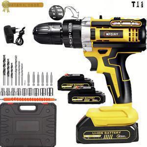 TEMU [국내발송] MFOIAY 21V 2000mAh 충전식 리튬 배터리 다용도 전동드릴 빅토크해머드릴무선 가정용전동드라이버 임팩트드릴 해머전동드릴