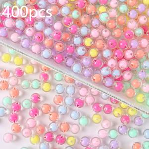 TEMU 400개 투명 반투명 8mm 핑크, 옐로우, 그린, 블루, 퍼플, 오렌지 혼합 색상 원형 구슬 - 반투명 무광 효과 간격 구슬, DIY 주얼리 제작, 팔찌, 목걸이, 열쇠고리에 적합 - 가볍고 내구성 있는 아크릴 구슬, 수공예 애호가 및 전문 구슬 마스터에게 적합, 주얼리 제작용 구슬, 목걸이 부품, 수공예 구슬 액세서리, 매끄러운 촉감