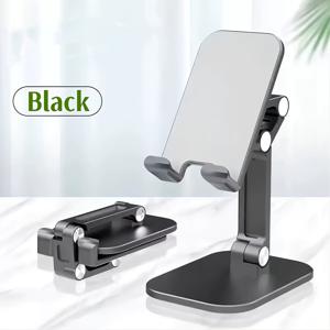 TEMU 1개 조절 가능한 휴대폰 스탠드, ABS 소재, 접이식 및 분리형, 10.16-27.94cm 스마트폰/아이패드/태블릿 호환, 미끄럼 방지 및 스크래치 방지 패드, 데스크탑 스탠드 – 블랙, 조절 가능한 소품 홀더 | 접이식 디자인 | 내구성 ABS 수지 소재