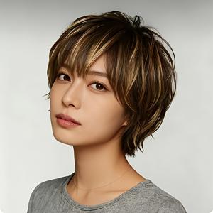 TEMU 여성용 브라질리안 레미 100% 인모 가발 | 숏 픽시컷 투톤 헤어, 데일리, 새해, 코스프레, 파티, 휴가 착용 가능 - 로즈 네트 캡 기계제작