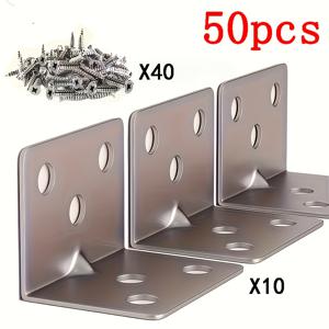 TEMU 50개/60개 헤비듀티 스테인리스 스틸 L자형 앵글 철제 브래킷 나사 포함 - 가구, 선반, 캐비닛, 테이블, 선반용 두꺼운 재질 - 조립용 L자형 조인트 커넥터