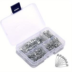 TEMU 250개 다양한 안전핀 - 다기능 사무실 및 학습 용품, 휴대용 분류 클립, 4가지 크기 가정, 학교, 수선, 수선 용품 | 정리된 보관 | 내구성 있는 플라스틱 상자, 수선용 안전핀