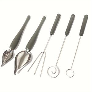 TEMU 캔디 디핑 포크 & 스푼 5개/2개 세트 - 메탈 초콜릿 디핑 도구, 펜슬/데코레이팅 스푼 포함, 디저트 플레이트, 캔디 만들기, 아이스 토핑용 - 셰프 & 베이커를 위한 요리 장식 도구 (5개/2개)