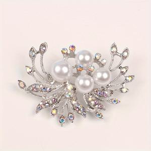 TEMU 럭셔리 반짝이는 꽃 브로치 여성용 핀 액세서리 오피스 파티 드레스 가방 버클 핀