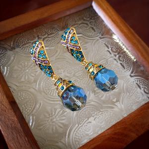 TEMU 우아하고 섹시한 중세 모던 스타일 귀걸이 | 및 선물용으로 적합, 아연 합금 스테인리스 스틸 귀바늘, KC 골드 도금, 유리 디테일