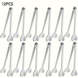 TEMU 2/8/12개 귀여운 하트 모양 서빙 집게, 스타일리시 설탕 큐브 집게, 고급 스테인리스 스틸 아이스 큐브 집게, 내구성 좋은 /스낵/캔디/치즈용 집게, 웨딩/생일/브라이덜 샤워/집들이 선물로 좋은, 식기세척기 사용 가능