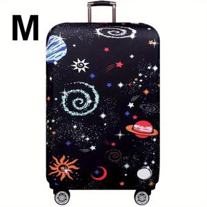TEMU 코스믹 랜덤 프린팅 직사각형 나일론 두꺼운 탄성 월드 맵 여행 가방 보호 커버 - 가볍고 신축성 있는 오래 지속되는 여행용품, 스포츠 애호가를 위한 튼튼한 여행 용품 - 안전을 위한 여행 가방 보호대 트롤리 보호 커버