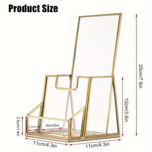 TEMU 1개 골든 유리 브로셔 홀더, 4인치 트리폴드 전단지용, 카운터탑 팜플렛 디스플레이 스탠드 및 명함 홀더 포함 - 매거진, 소책자, 메뉴용 헤비듀티 유리, 사무실 리셉션 데스크 및 소매점 디스플레이용