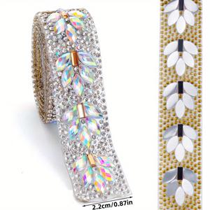 TEMU DUCRYSTAL 90cm(35.43인치) 핫픽스 반짝이는 라인스톤 테이프, 의류 신발 가방용 플랫 백 클리어 AB/클리어 리본