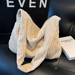 TEMU 여성을 위한 세련된 단색 코듀로이 숄더백. 대용량, 지퍼 디자인, 스타일리시한 크로스바디 스타일, 플러시 겨드랑이 가방이 특징입니다. 데일리 외출 및 핸드백으로 완벽합니다.