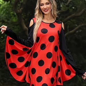 TEMU 유럽 및 미국산 새로운 할로윈 드레스, 공연용 호박벌 코스튬, 벌과 무당벌레 날개 드레스, 성인 여성용 벌과 무당벌레 코스튬