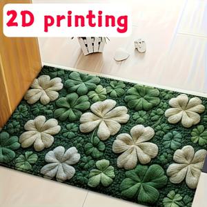 TEMU 2D 플랫 1개 소프트 그린 클로버 모양 미끄럼 방지 욕실 매트. 빠르게 건조되고 물을 흡수하며 세탁이 가능하며 바닥이 있으며 봄과 여름 실내 사용에 적합하며 어버이날 또는 졸업 시즌 선물로도 좋습니다.