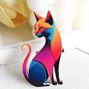 TEMU 패셔너블 핸드메이드 아크릴, 빈티지 스타일 아크릴 브로치, 우아한 패션 액세서리, 귀여운 고양이 애호가를 위한 컬러풀, 스카프와 완벽한 매치