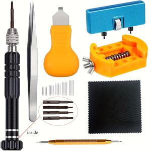 TEMU 전문가용 시계 수리 키트: 스크루드라이버, 핀셋, 스프링 바, 렌치 및 백 리무버 포함 (3종 시계 호환)