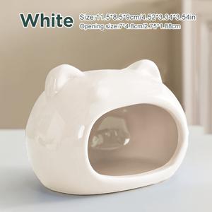 TEMU 귀여운 고양이 모양의 작은 동물 케이지, 작은 동물들을 위한 편안한 집으로 디자인된 세라믹 소형 동물 케이지, 애완 동물을 위한 아늑한 수면 공간