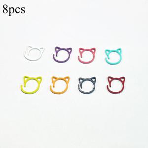 TEMU 8개의 고양이 귀 모양 뜨개질 및 크로셰 마킹 바늘 - 컬러풀 메탈 잠금 핸드크래프트 링, DIY 봉제 프로젝트 마킹 세트