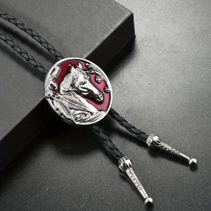 TEMU 새로운 유럽 및 미국 스타일 오일 드립ped 아연 합금 가죽 볼로 타이, 남녀 모두를 위한 패셔너블한 볼로 타이 목걸이