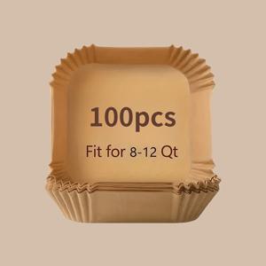 TEMU 100개 논스틱 브라운 페이퍼 라이너 - 에어프라이어, 베이킹, 로스팅 & 전자레인지용 - 쉬운 세척, 건강한 요리 - 가정 및 상업 주방에 완벽한 에어 프라이어 액세서리 | 내구성 있는 조리 라이너