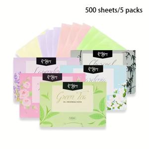 TEMU 5팩 효율적인 오일 흡수 페이퍼, 총 500매, 얼굴에 남아 있는 과도한 기름기를 쉽게 제거하여 피부를 산뜻하고 매트하게 유지합니다. 모든 피부 타입에 적합한 휴대용 뷰티 필수품입니다.