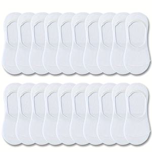 TEMU 남성용 순백색 통기성 심리스 양말 20켤레 - 부드럽고 흡습성이 뛰어난 미끄럼 방지 실리콘 그립, 편안한 탄성 질감 - 캐주얼 웨어 및 야외 활동에 적합, 땀 방지