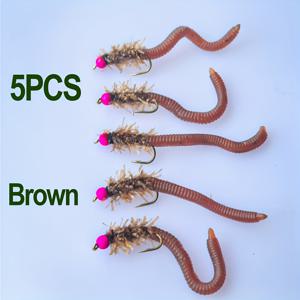 TEMU 핸드 타이드 플라이 낚시용 스퀴미 웜 플라잉, UV 브라스 비드 헤드 인공 지렁이 꼬리 - 송어, 스틸헤드, 농어, 잉어 및 기타 담수 어류용