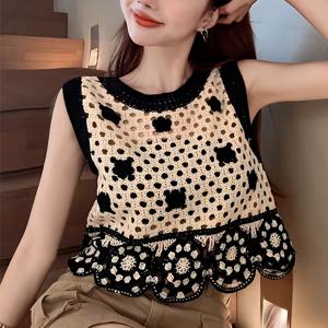 TEMU 여성 여름 민소매 플로럴 레이스 코바늘 디자인 조끼