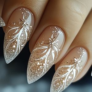 TEMU 24개 아몬드형 프레스온 네일 - 중간 길이 혼합 파스텔 컬러 깃털 & 스타 글리터 디자인, 유럽 스타일 봄 여름 손발용 네일아트, 미용 액세서리, 장식된 네일팁, 내구성 있는 매니큐어, DIY 매니큐어