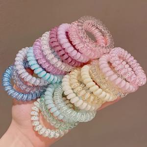 TEMU 20개 컬러풀 하트 모양 포도 코코넛 도트 폰 코드 헤어밴드, 여름 신선한 다기능 믹스 스타일