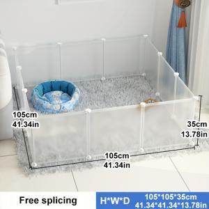 TEMU 탈착식 투명 PVC 애완동물 울타리, 단일 패널 프로스트 텍스처 35*35Cm/13.79*13.79 In, 소형 동물 울타리, 간편한 청소 및 닦기, 녹 방지, 소형 동물용 실외 울타리 및 케이지, 6, 8, 10 또는 12개의 프로스트 화이트 패널로 제공