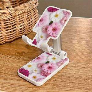 TEMU 고급 패션 창의력 조절 가능 데스크탑 따뜻한 꽃무늬 휴대폰 거치대 - 접이식, 높이 및 각도 조절 가능, 비-ABS 소재, 4-8인치 장치용 범용, 사무실 및 침실에 적합, 아이폰 아이패드 삼성 태블릿 VB1 호환