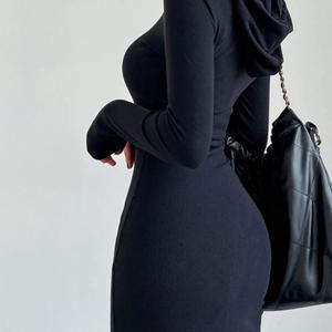 TEMU 여성용 미디엄 레인지 후드 원피스, 몸매 선물