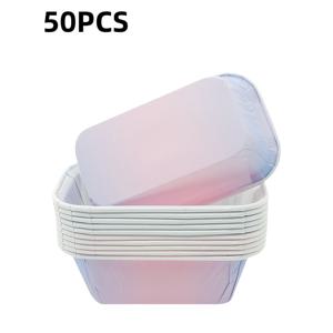 TEMU 50개 오일 방지 베이킹 컵 - 직사각형 미니 로프, 케이크 & 머핀 박스, 겹쳐서 사용 가능한 디자인으로 균일한 조리. 빵, 컵케이크, 디저트에 적합. 식품 등급 안전 소재. 홈이 있는 가장자리 디자인. 크리스마스, 할로윈, 추수감사절 파티 케이크 컵으로 완벽