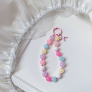 TEMU 컬러풀 비즈 폰 체인 - 스타일리시한 아크릴 키체인, 비즈 장식, 내구성 및 가벼움, 열쇠, 이어폰, 액세서리에 완벽, 휴대용 액세서리, 재미있는 디자인, 가벼운 비즈