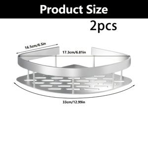 TEMU 욕실용 금속 삼각 코너 선반 2개, 드릴 없이 벽걸이형 삼각 수납 랙, 키체인, 세면도구 및 가정 욕실 추가 정리용으로 적합, 다기능 수납 선반