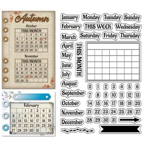 TEMU 1개 투명 달력 플래너 스탬프, 월 번호 투명 날짜 시간 도장, 카드 만들기 DIY 엠보싱 저널 스크랩북 장식용