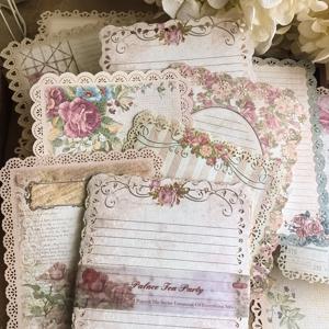 TEMU 레트로 식물 꽃 글자 종이 1팩 10장, 레트로 속이 빈 프레임 장식 배경 재질 종이