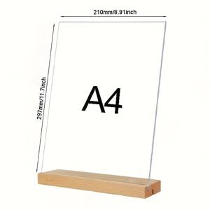 TEMU 다용도 A4, A5, A6 간판 홀더 (자연스러운 나무 받침대 포함) - L/T 모양으로 수직 또는 각도 조절 가능 | 결혼식, 레스토랑, 소매점, 사무실 및 행사에 적합 | 현대적인 디스플레이 스탠드 | 이벤트 전시용 액세서리