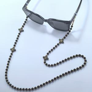 TEMU 우아한 블랙 비즈 + 블랙 비즈 안경줄