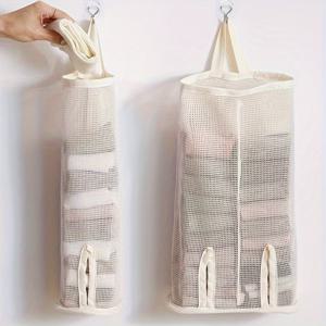 TEMU 2개 (싱글 & 더블) 메쉬 수납백, 내구성 폴리에스터 소재, 양말 및 속옷 보관에 완벽, 실용적이고 대용량, 휴대 간편, 벽걸이 네트백 수납 행거로 공간 절약, 수납 네트백