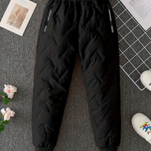 TEMU 가을 겨울 아동용 캐주얼 팬츠, 두꺼운 보온 커프 디자인과 지퍼백, 야외 활동에 완벽