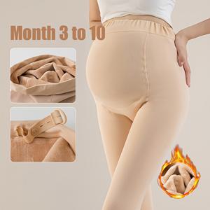 TEMU 임신 9개월용 마티니 타이츠, 220G - 매우 부드러운 보온 레깅스, 임신을 위한 디자인, 2, 3기절에 적합한 조절 가능한 벨리 밴드 포함, 데일리룩을 위한 누드 및 블랙 색상