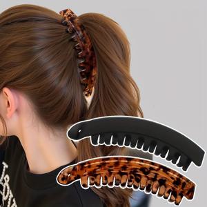 TEMU 새로운 바나나 클립 2개 세트, 여성용 스타일리시하고 우아한 헤어 장식, 높은 포니테일 고정에 적합, 데이트, 파티 및 오피스룩에 이상적