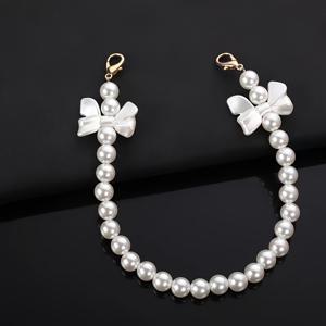 TEMU DIY 진주 가방 체인 - 화이트 진주 & 나비 참 포함 - 골든 버클 스트랩, 핸드백, 폰케이스, 열쇠에 적합 - 지갑 & 가방 장식용 멀티 기능 액세서리 - 우아한 진주 & 나비 참 폰 스트랩 브레이슬릿